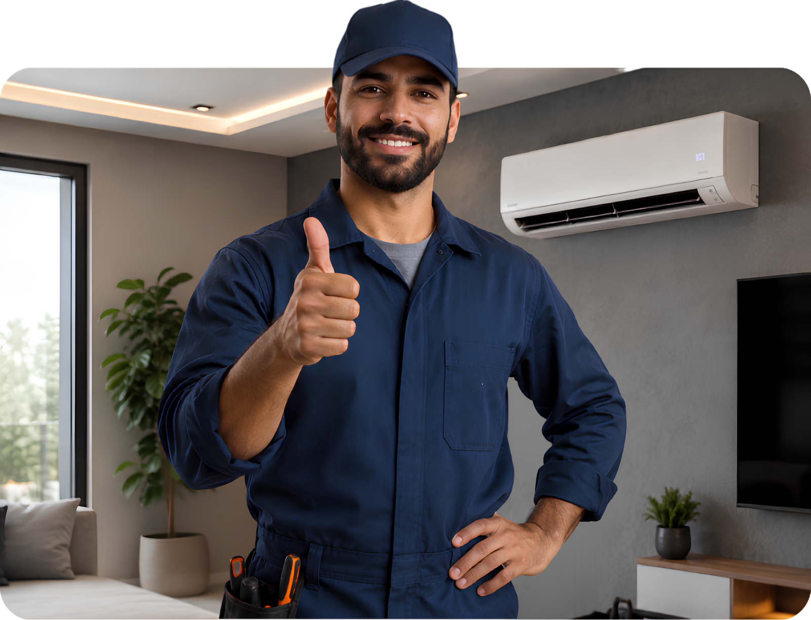 Técnico de ar-condicionado com aprovação